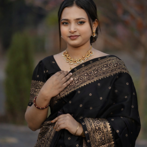 জাপানি সিল্ক কালো কালারের শাড়ি ৫